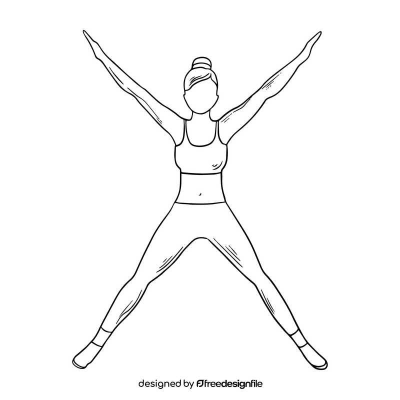 Cartoon woman training black and white clipart