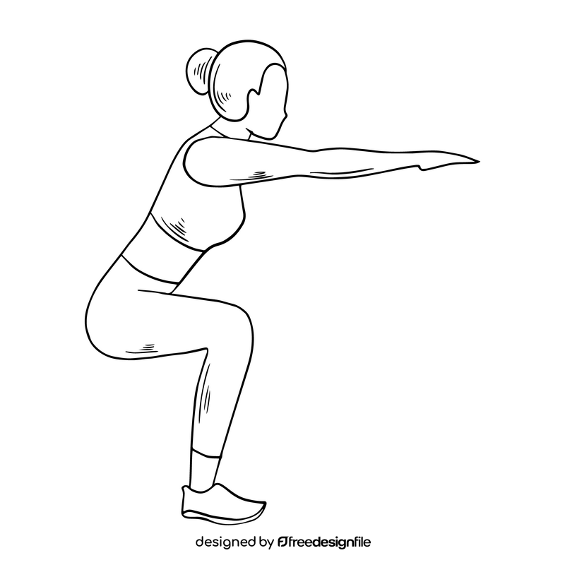Sports woman black and white clipart