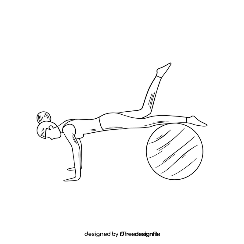 Fitness girl black and white clipart