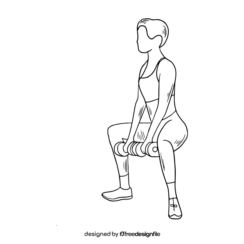 Free woman doing exercise illustration black and white clipart