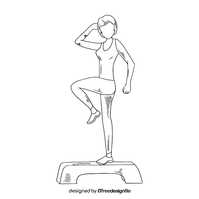 Fitness girl exercising black and white clipart