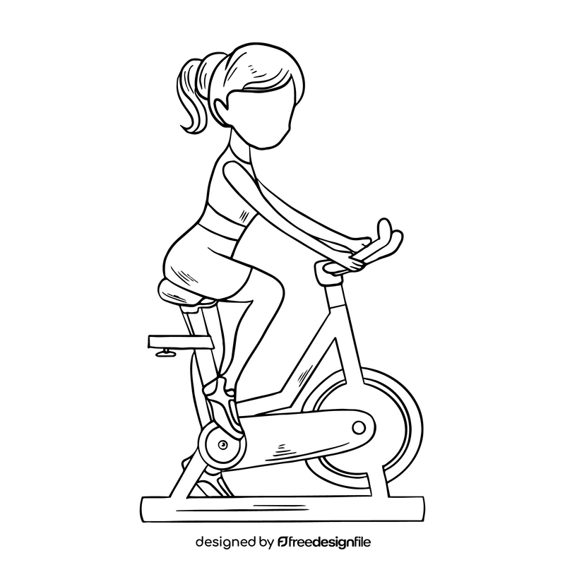 Free woman doing exercises black and white clipart