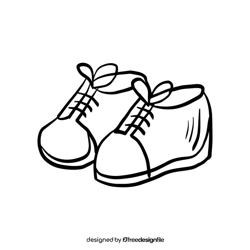 Cute baby booties drawing black and white clipart vector free download