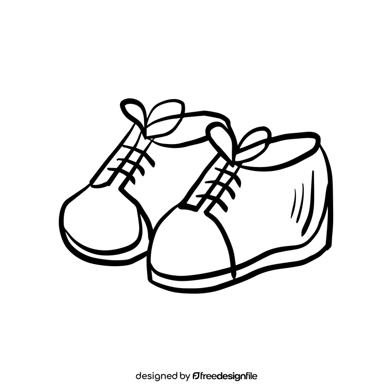 Cute baby booties drawing black and white clipart