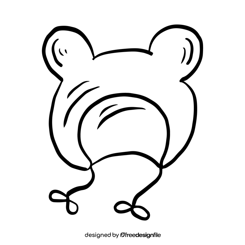 Cartoon bear cap black and white clipart