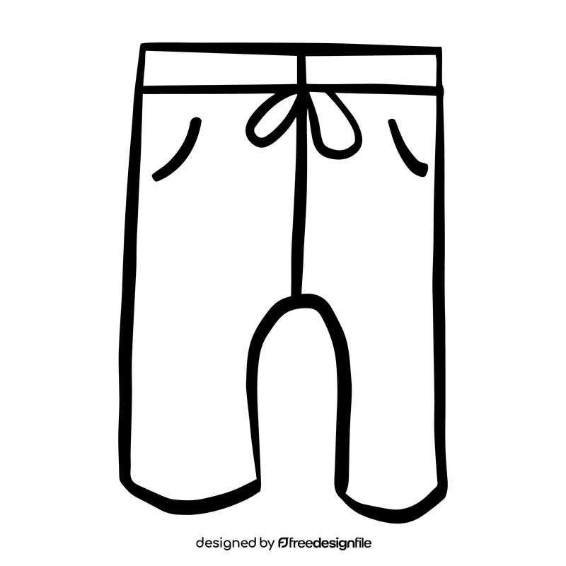 Baby bear pants black and white clipart