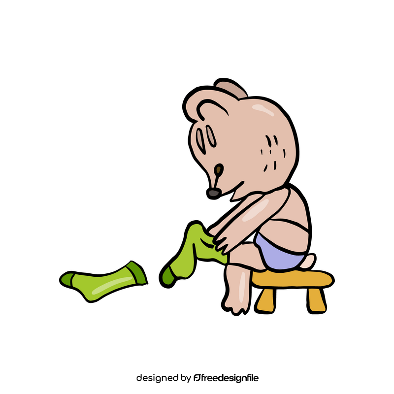 Teddy bear putting on clothes clipart