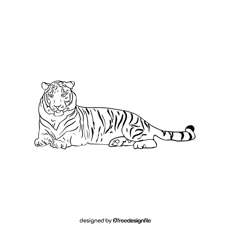 Cartoon tiger black and white clipart