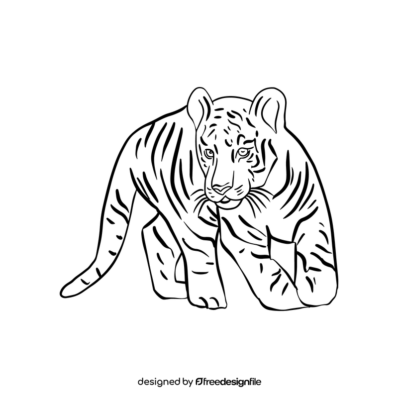 Tiger black and white clipart