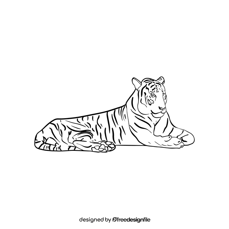 Tiger black and white clipart