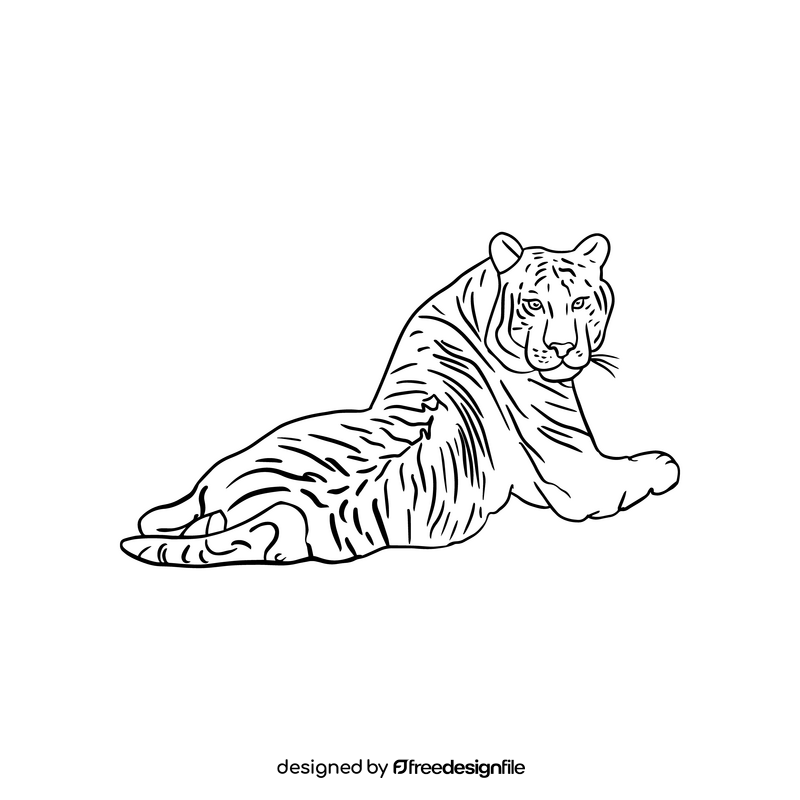 Tiger illustration black and white clipart