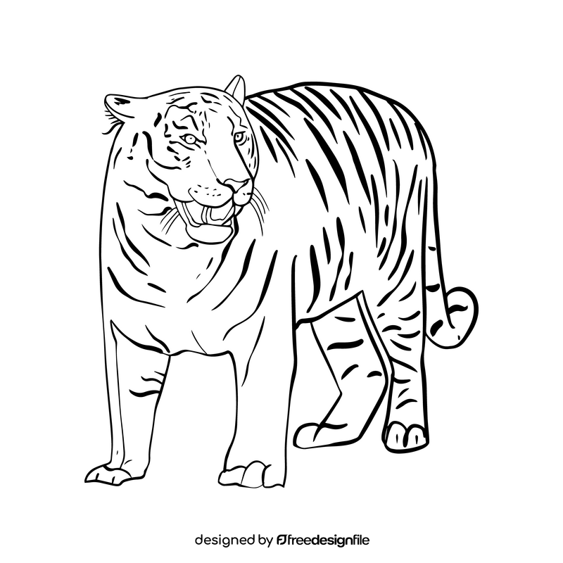 Free tiger black and white clipart vector free download