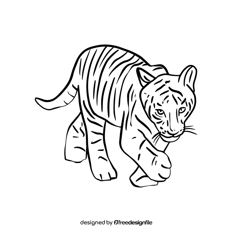 Cute tiger black and white clipart