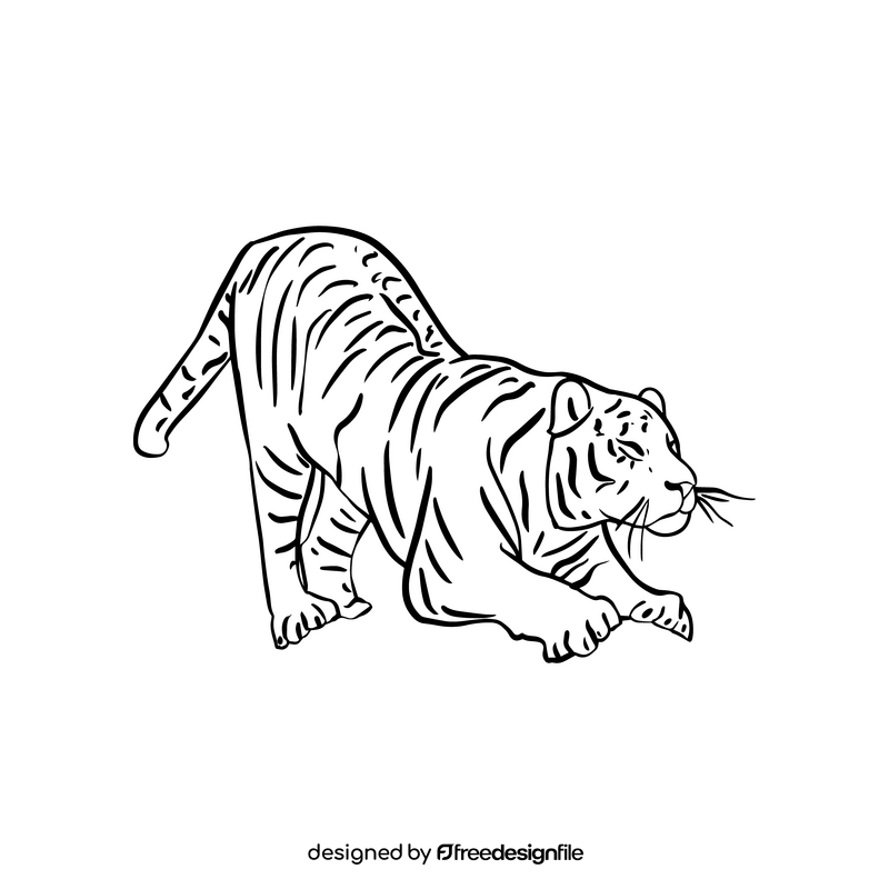 Tiger cartoon black and white clipart vector free download