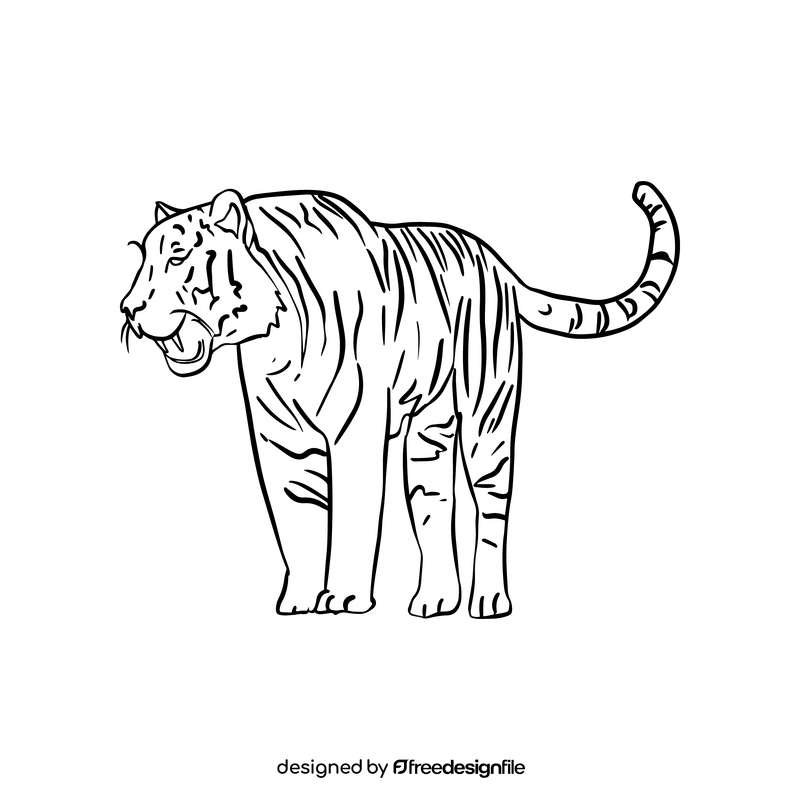 Tiger cartoon black and white clipart vector free download