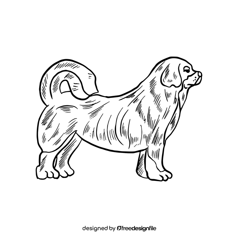 Car dog drawing black and white clipart