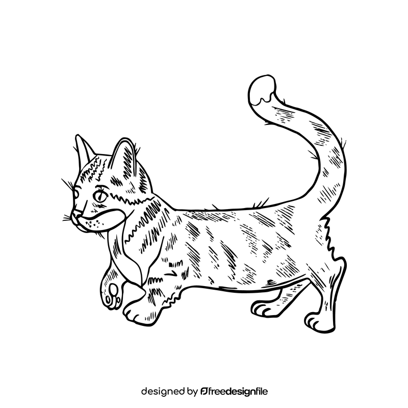 Free munchkin cat black and white clipart