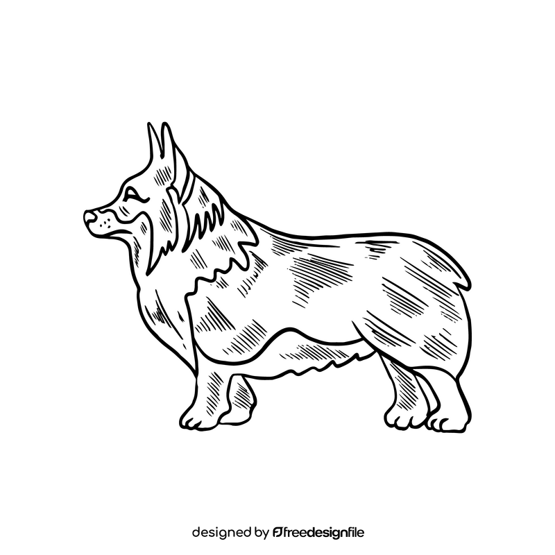 Dog illustration black and white clipart