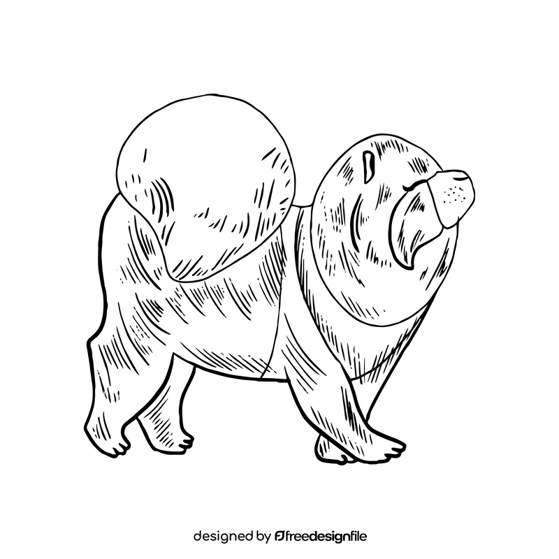 Dog black and white clipart