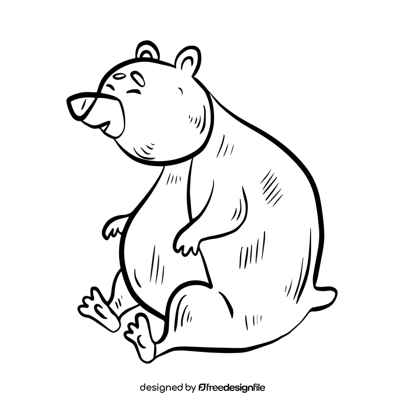 Cartoon bear black and white clipart