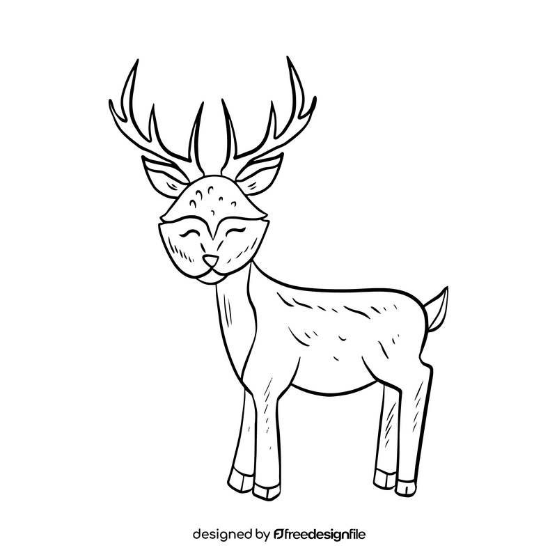 Cartoon deer black and white clipart