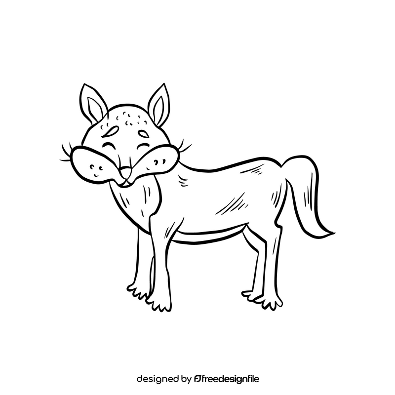 Coyote dog black and white clipart