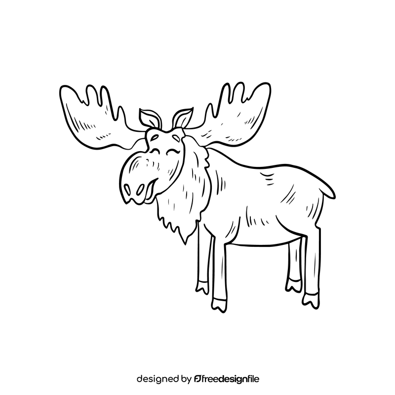 Elk illustration black and white clipart