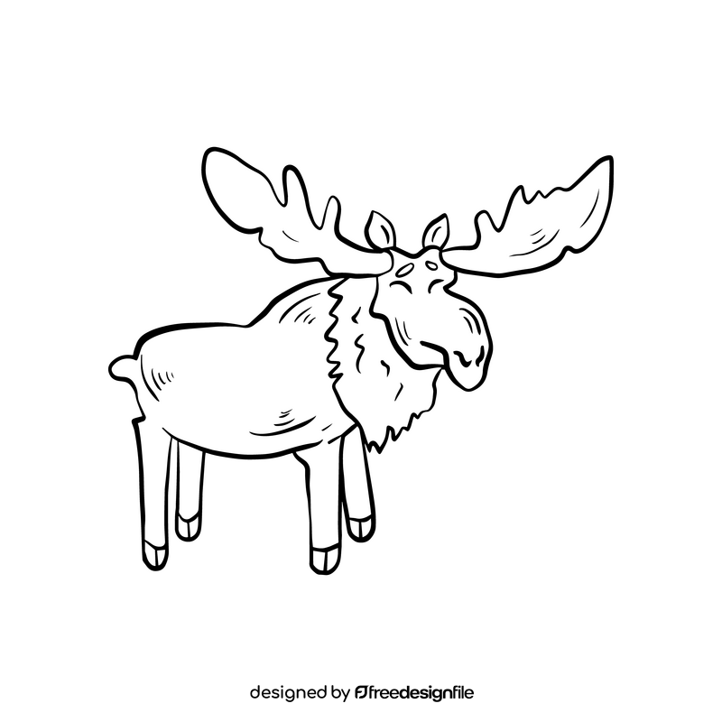 Cartoon elk black and white clipart
