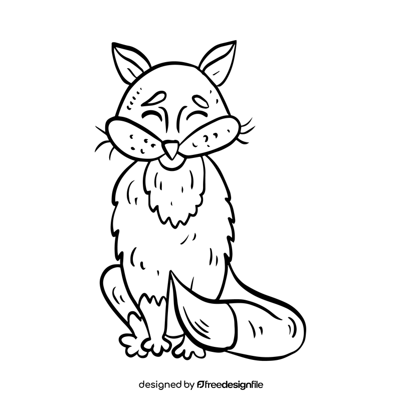 Sly fox black and white clipart