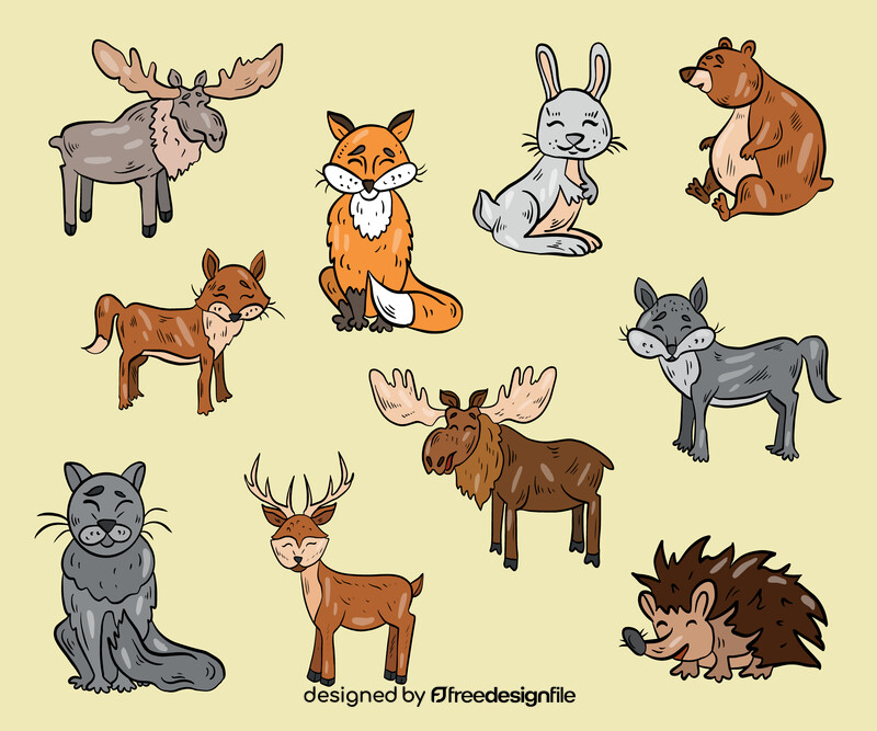 Cartoon forest animals vector