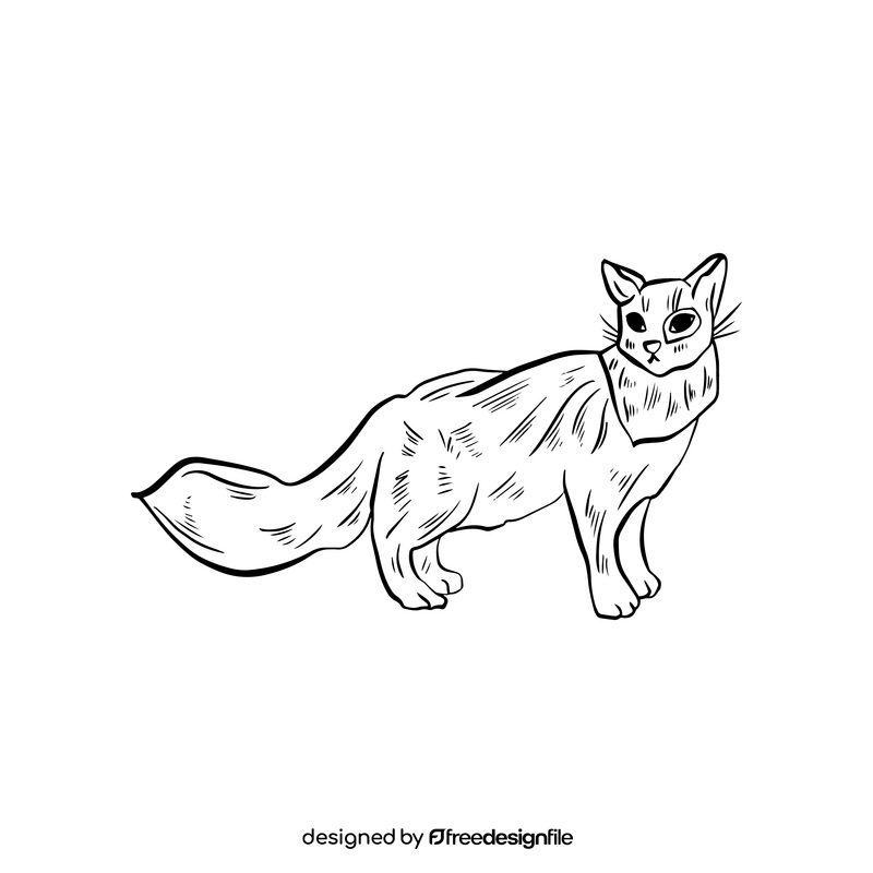Cat black and white clipart