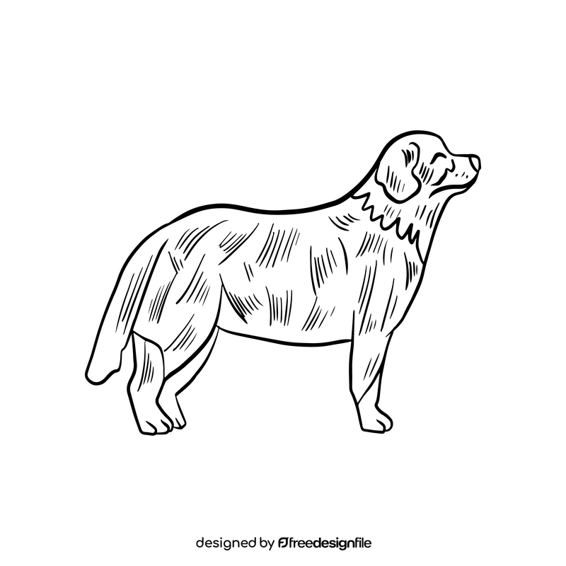 Free dog illustration black and white clipart