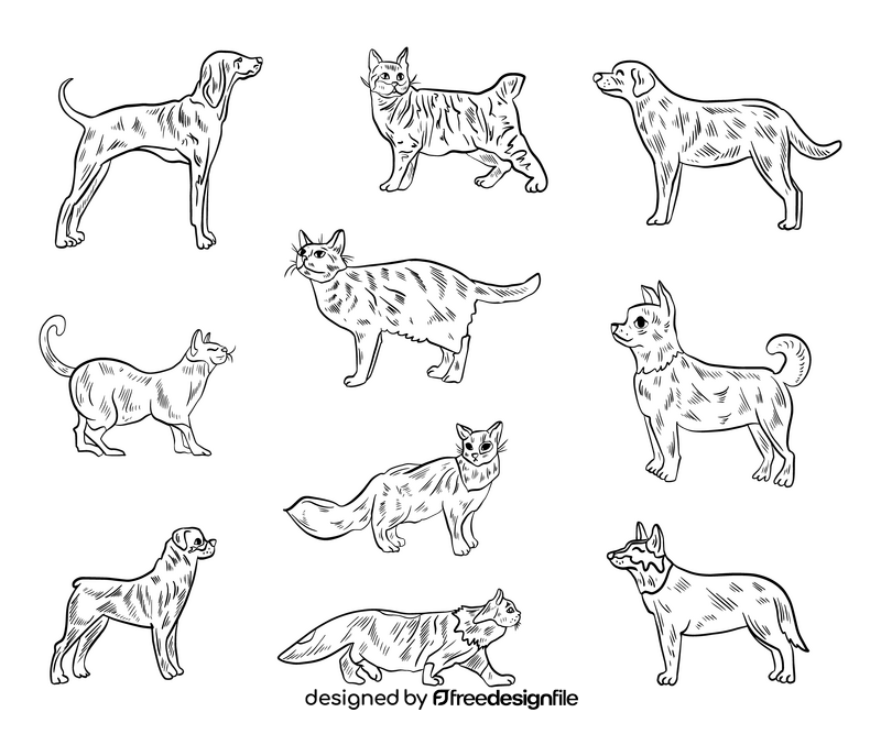 Pets black and white vector