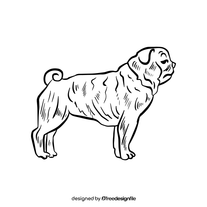 Dog pet black and white clipart