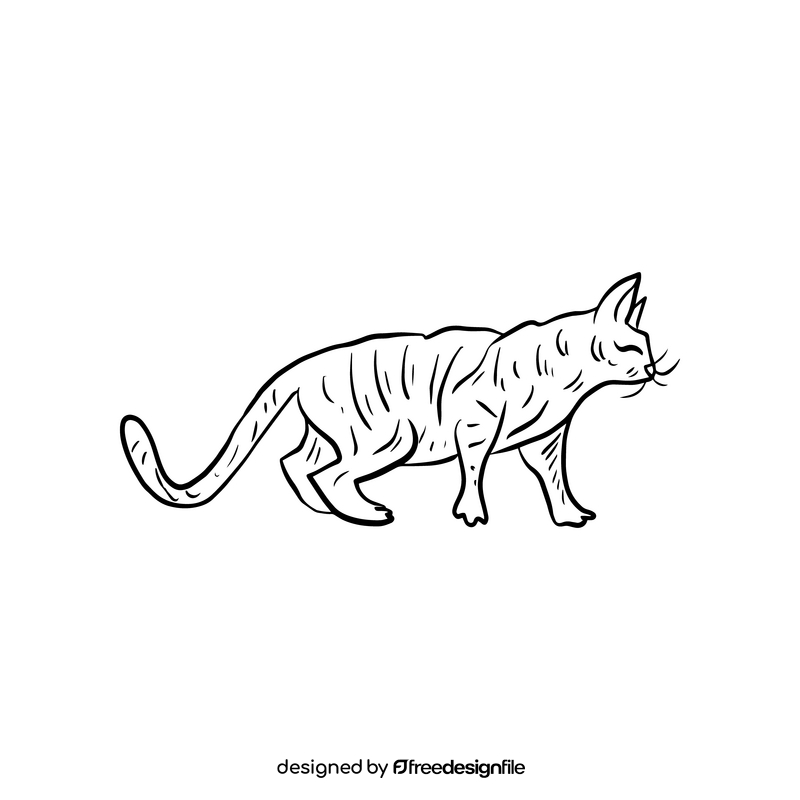 Cartoon cat pet black and white clipart