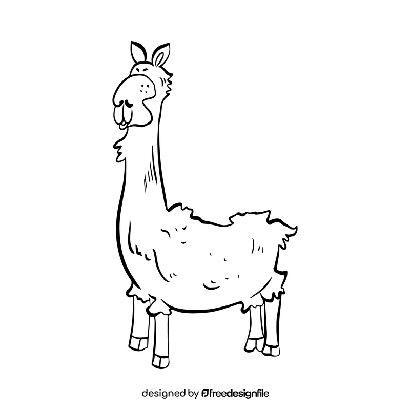 Llama illustration black and white clipart