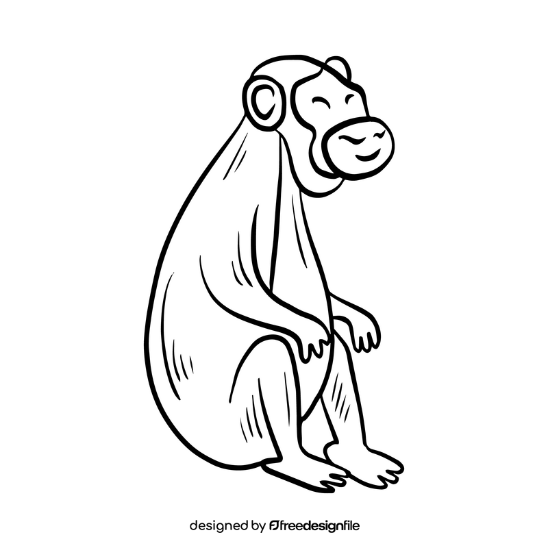 Cartoon monkey black and white clipart