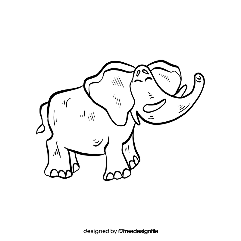 Free elephant cartoon black and white clipart