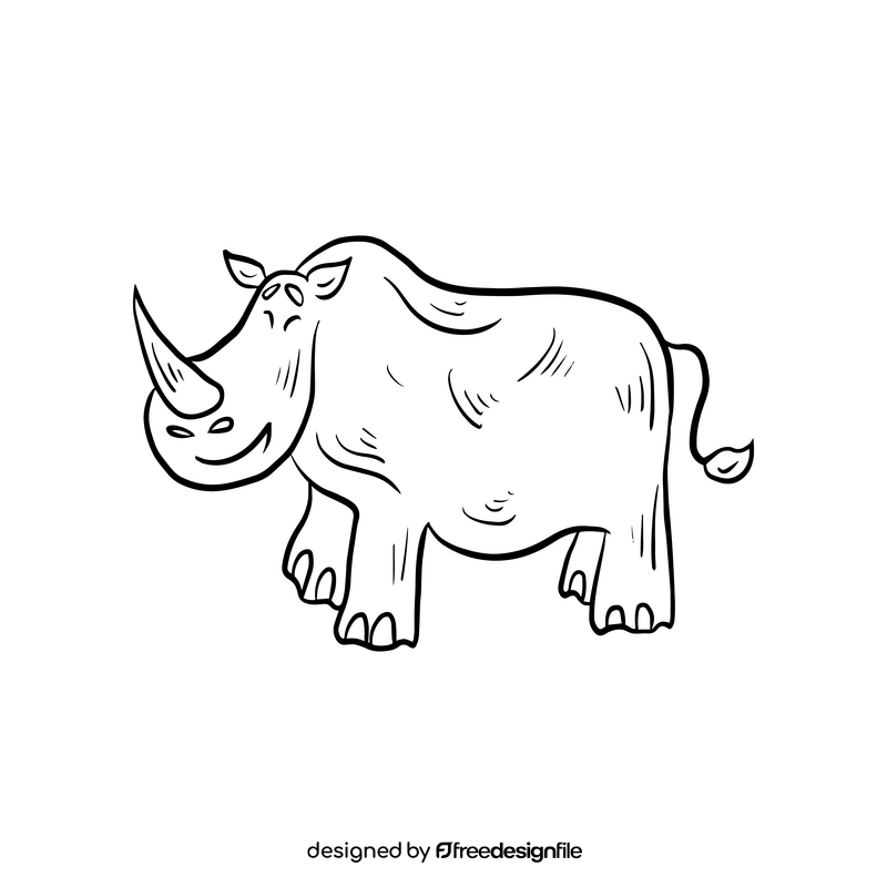 Rhinoceros black and white clipart