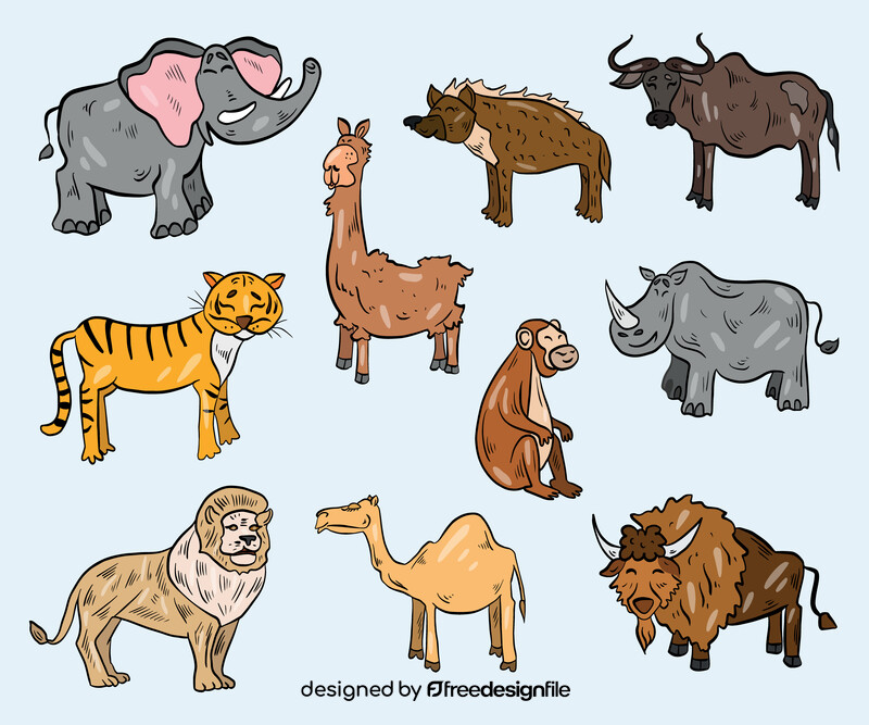 Cartoon African animals vector