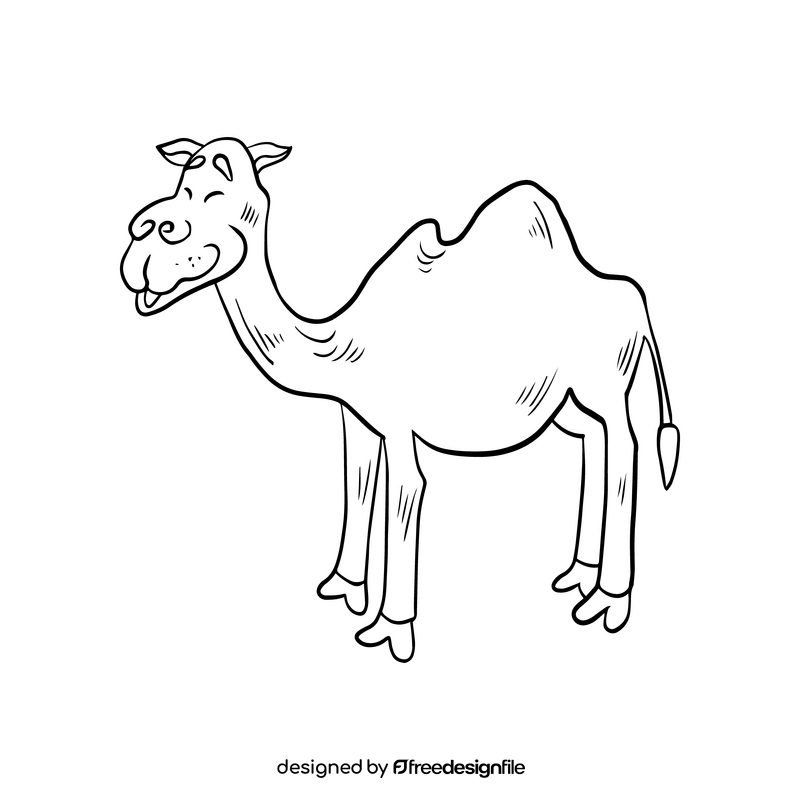 Free camel illustration black and white clipart