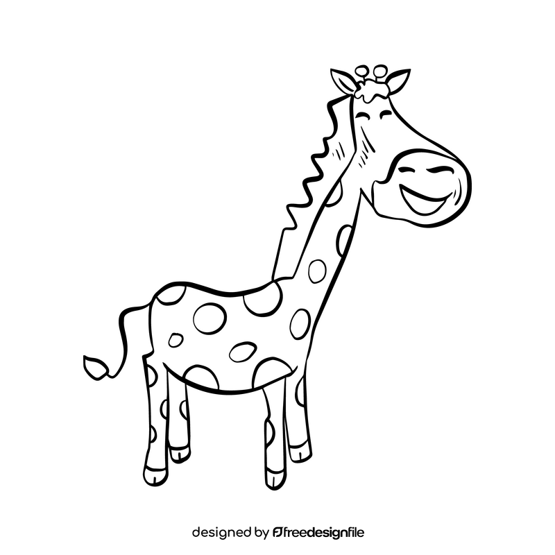 Giraffe cartoon black and white clipart