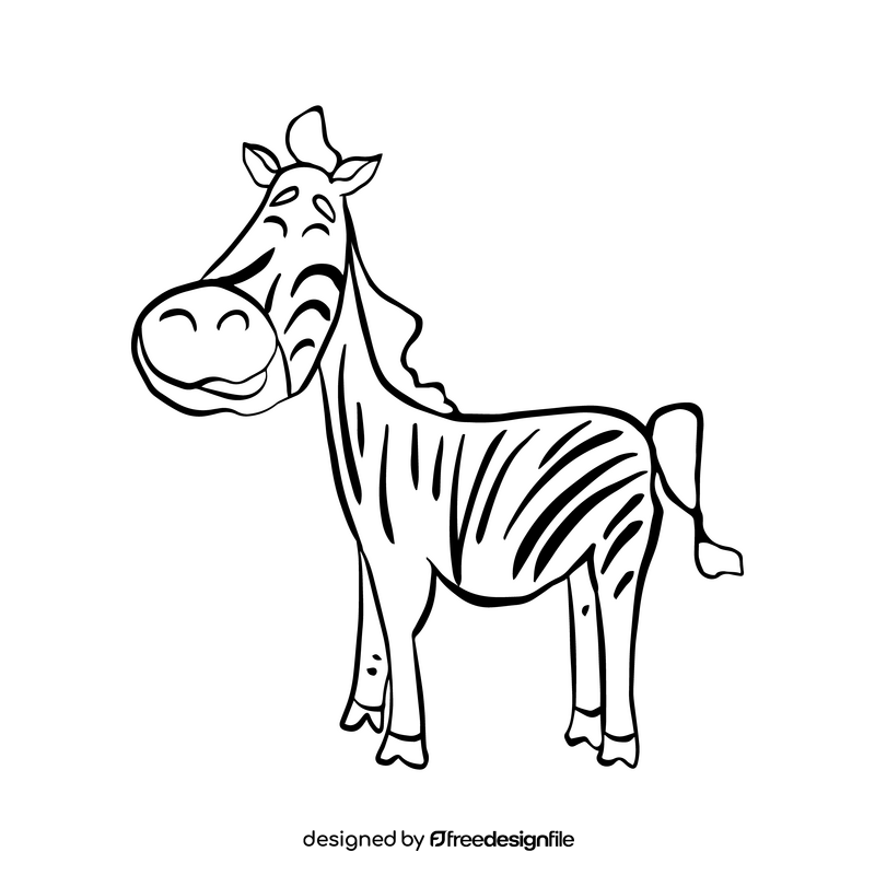 Cartoon zebra black and white clipart