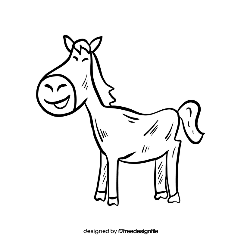 Horse animal illustration black and white clipart