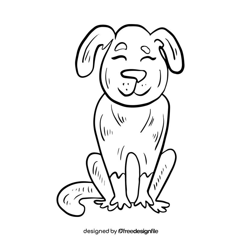 Dog animal cartoon black and white clipart