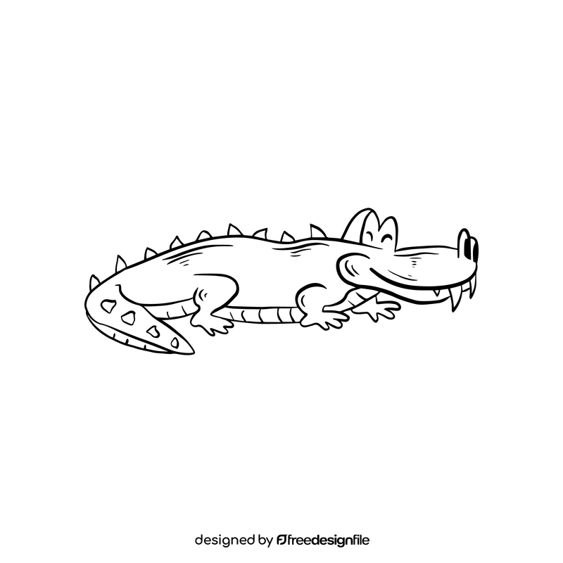 Cartoon crocodile black and white clipart