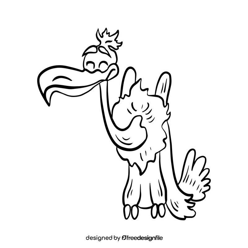 Vulture cartoon black and white clipart