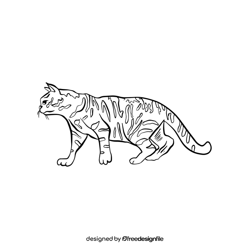 Free cat black and white clipart