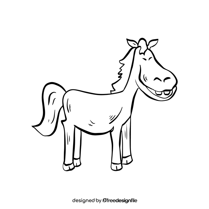 Cartoon horse animal black and white clipart