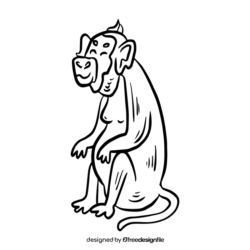Free monkey illustration black and white clipart
